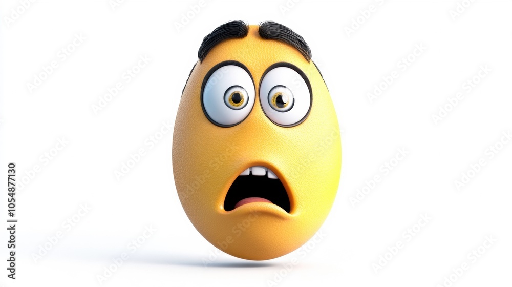 Fototapeta premium Surprised Cartoon Egg Character with Eyes and Mouth Open