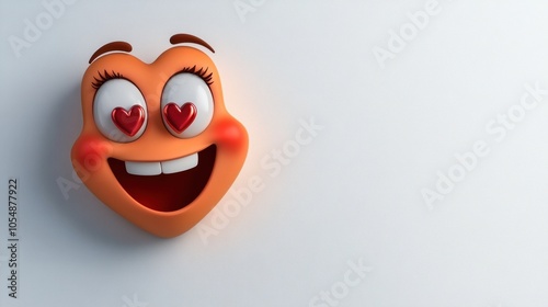 Happy Heart Emoji with Love Eyes Illustration