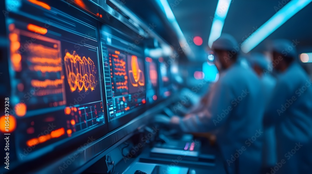 Naklejka premium Control Room Data Monitoring
