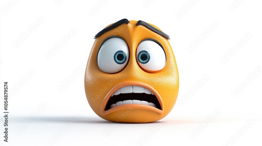 Fototapeta premium Cartoon Face Expressing Fear and Anxiety Emotion