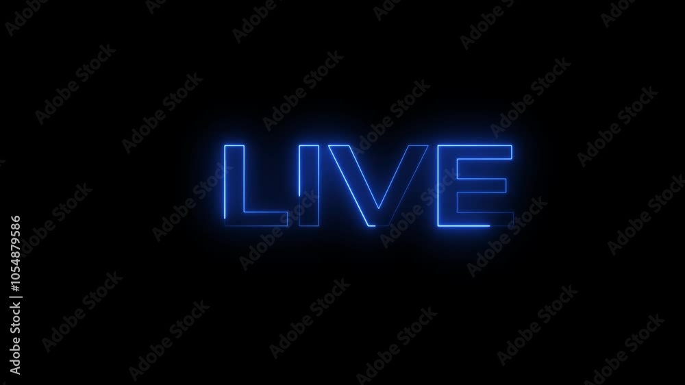Abstract beautiful blue neon light live text animation 4k video. Livestream Intros and Event Promotions Background. Abstract beautiful blue neon light live text animation 4k video. Livestream Intros and Event Promotions Background.