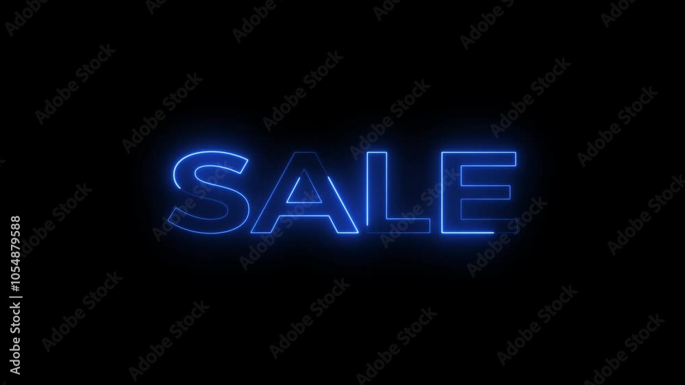 Sale neon text animation 4K video. Business Special Offer Discount background.