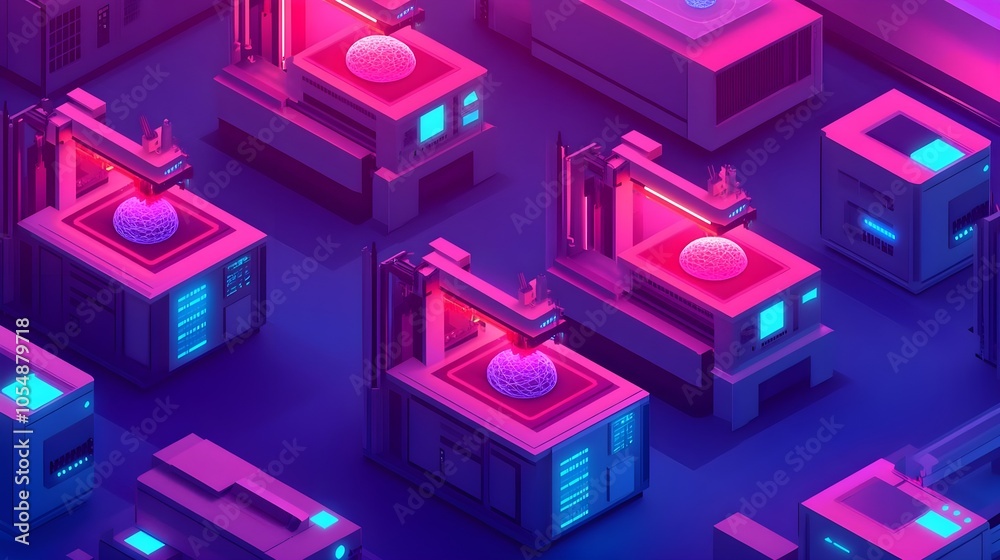 Futuristic 3D Brain Factory Futuristic 3D Brain Factory