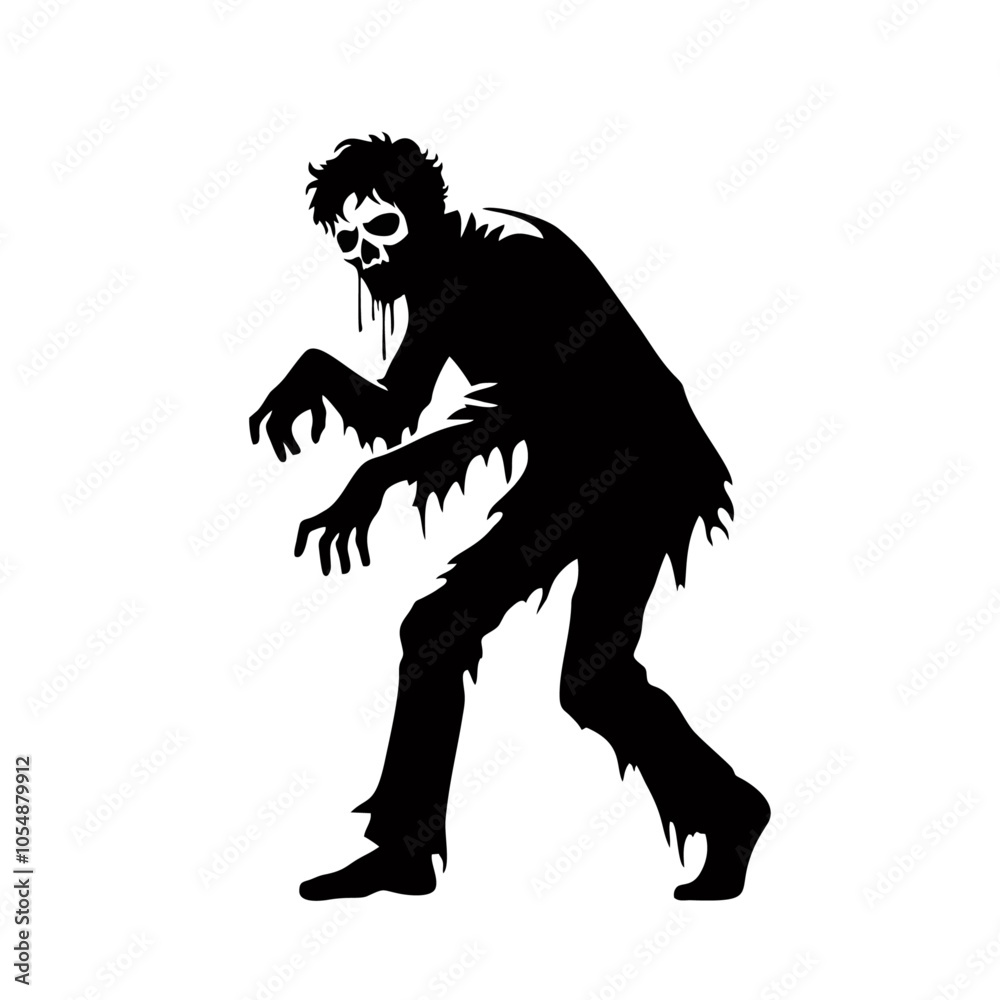 Fototapeta premium Zombie black white logo icon illustration template