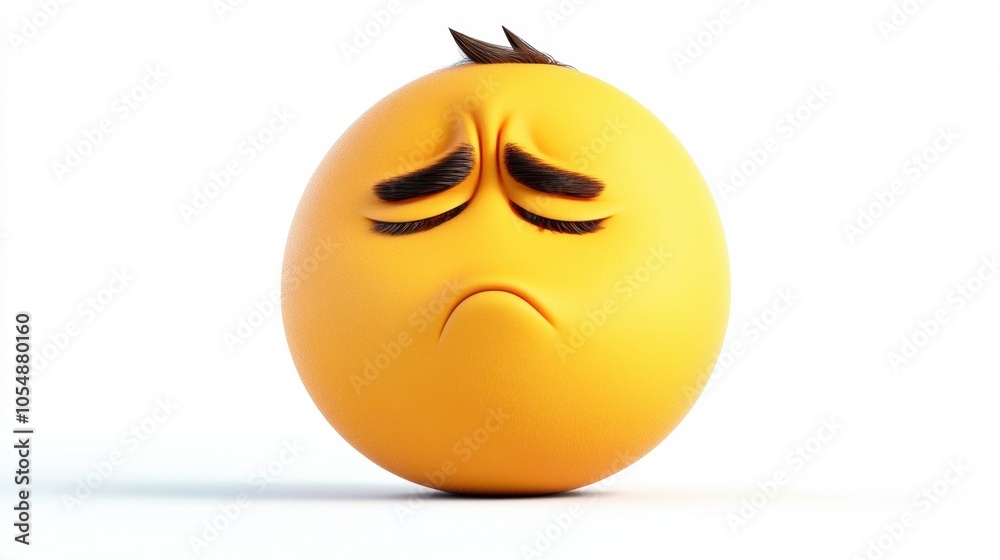 Fototapeta premium Sad Emoji with Frown and Eyebrows Expression