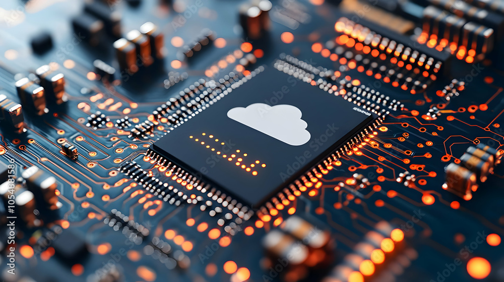 3D Macro Shot Cloud Icon Circuit Board Close Up Fusion Hardware Cloud Technology Camera Movement Complexity Competence Development Integrated Design Icon Isolated White Background 3D Macro Shot Cloud Icon Circuit Board Close Up Fusion Hardware Cloud Technology Camera Movement Complexity Competence Development Integrated Design Icon Isolated White Background
