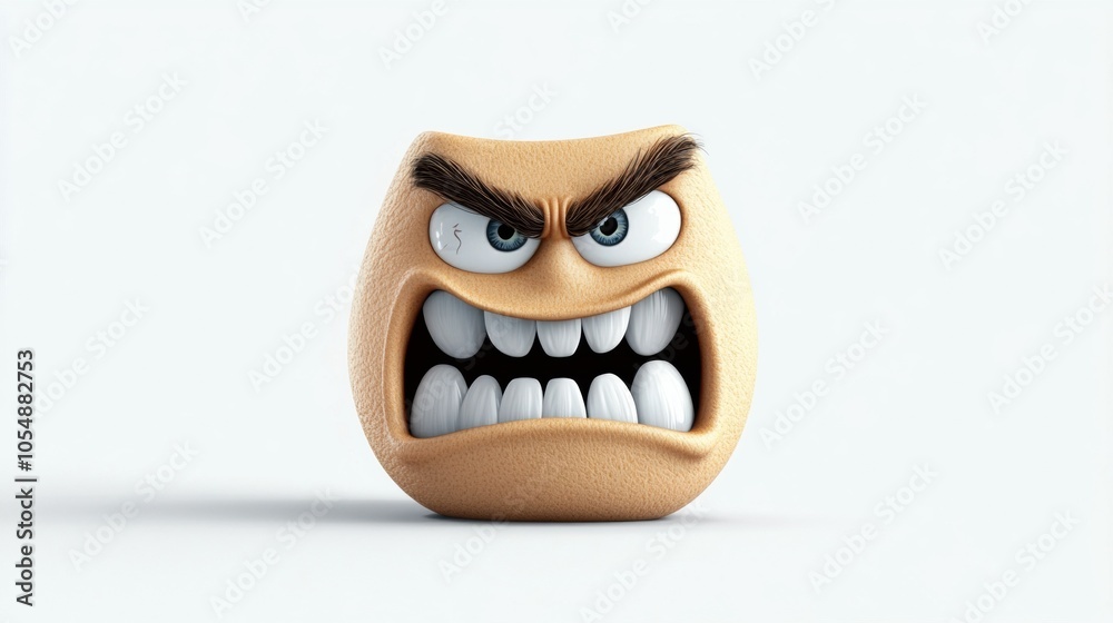 Obraz premium Cartoon Character with Angry Expression and Bold Features