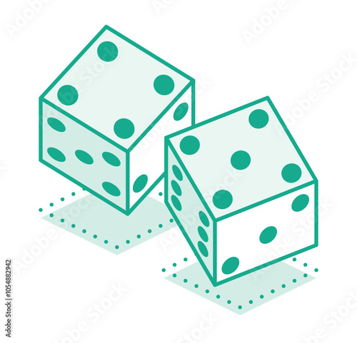 Dice game. Outline objects. Two dices cubes. Icon isolated on white background.