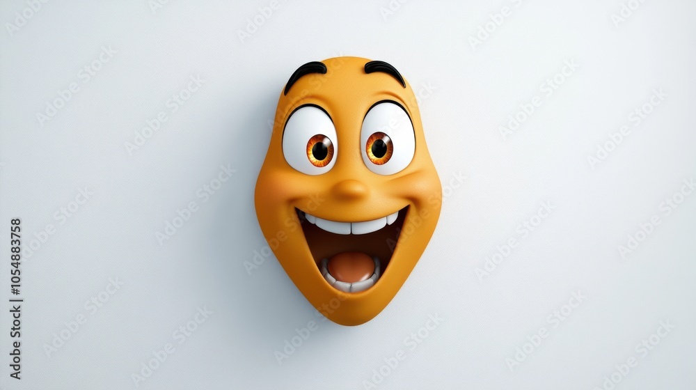 Fototapeta premium Happy Cartoon Face with Big Smile and Expressive Eyes