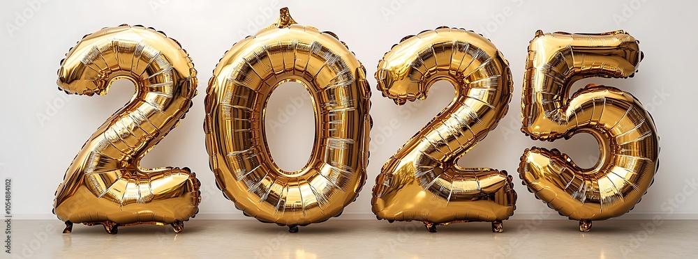 Balloons in shape of figure 2025 on white background. New Year celebration Balloons in shape of figure 2025 on white background. New Year celebration