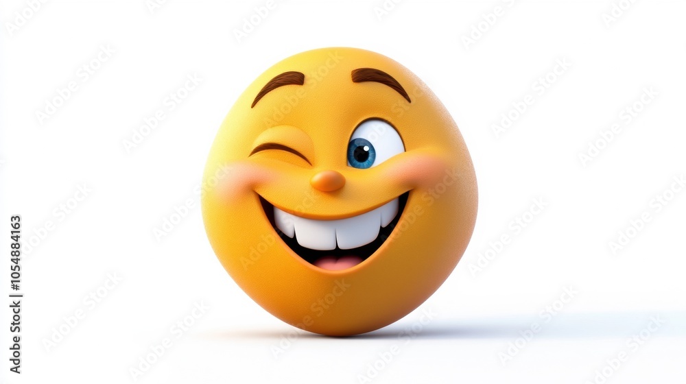 Fototapeta premium Cheerful Smiley Emoji with Winking Expression