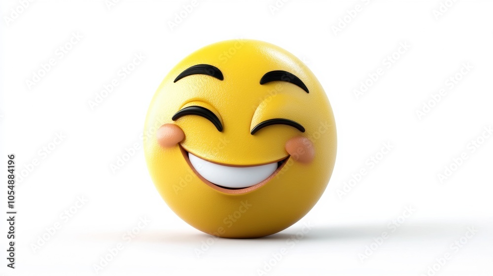 Fototapeta premium Happy Smiley Emoji with Bright Expression and Cheerful Look