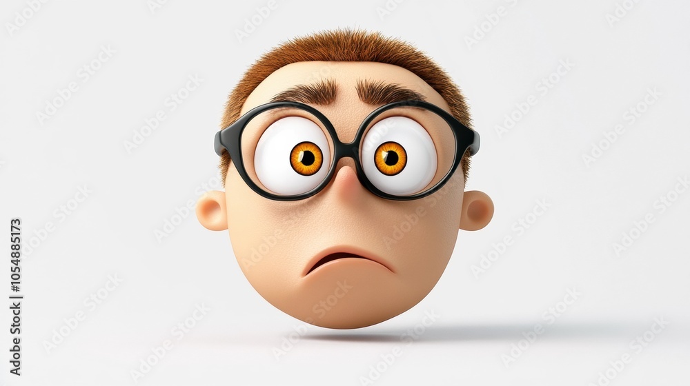 Obraz premium Cartoon character with large eyes and round glasses