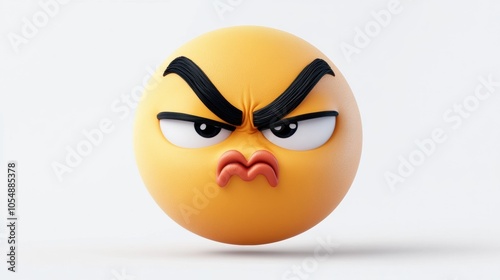 Expressive angry emoji with frowning eyebrows and pout