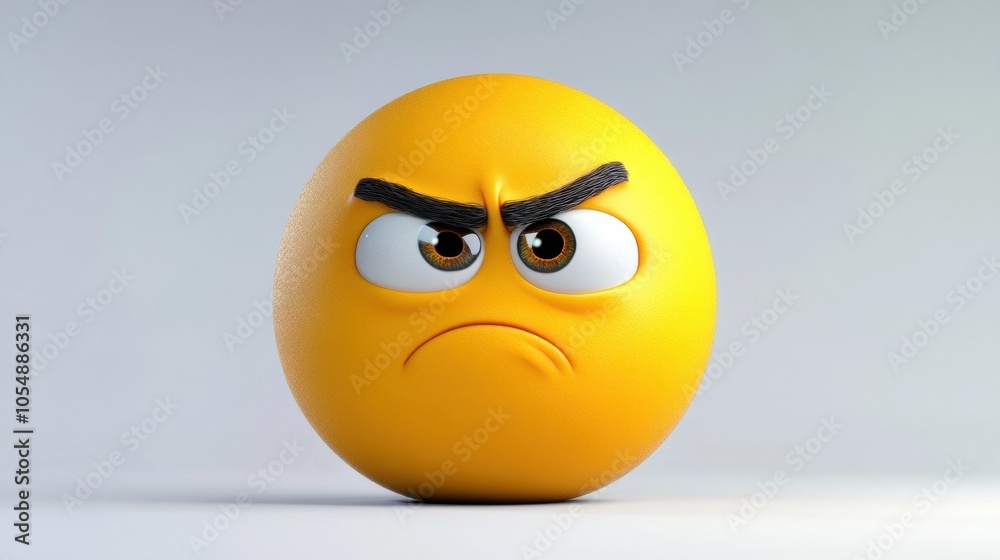 Angry Expression on a Yellow Emoji Ball
