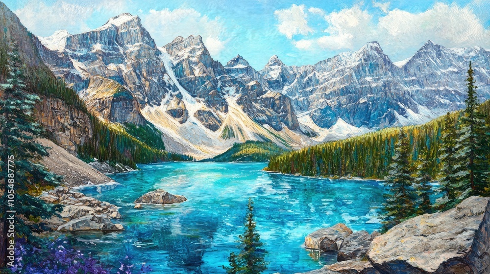 Close-up of the vibrant blue waters of Moraine Lake, framed by the stunning backdrop of the surrounding snow-capped mountains. No people included. Close-up of the vibrant blue waters of Moraine Lake, framed by the stunning backdrop of the surrounding snow-capped mountains. No people included.