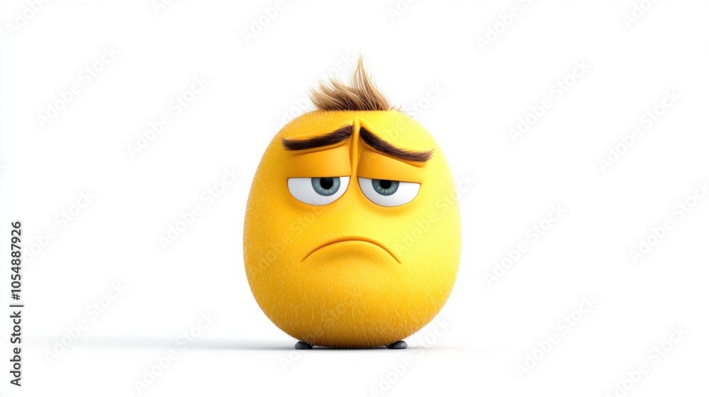 Sad Emoji Character with Yellow Face and Frown Sad Emoji Character with Yellow Face and Frown