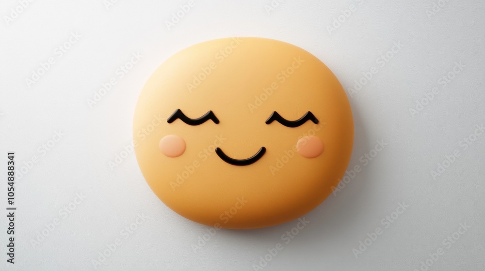 Cute Smiley Face with Blushes on Soft Background Cute Smiley Face with Blushes on Soft Background