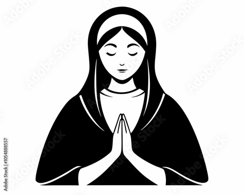 Praying woman silhouette,Praying woman vector illustration