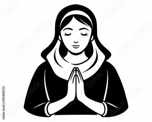 Praying woman silhouette,Praying woman vector illustration