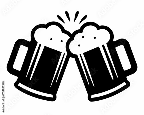 Beer mugs silhouette vector art,beer mugs silhouette illustration