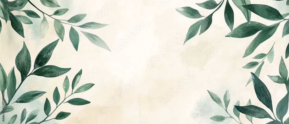 Botanical leaves on soft textured background Botanical leaves on soft textured background