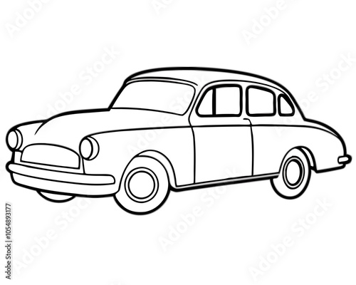 Vintage car black outline illustration