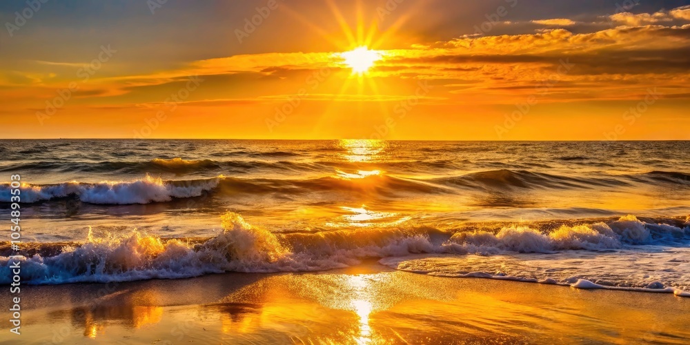 Captivating Minimalist Seascape with Golden Sunlight and Sparkling Waves Captivating Minimalist Seascape with Golden Sunlight and Sparkling Waves