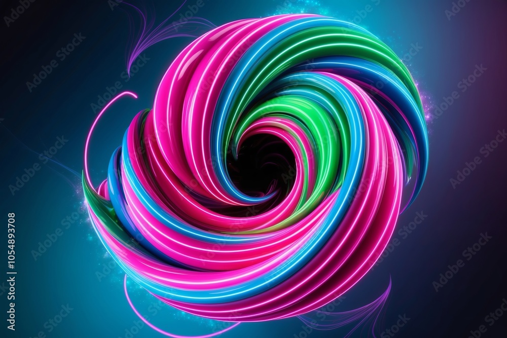 Mesmerizing waves of vibrant neon light in a dynamic swirl. Created with Generative AI Technology Mesmerizing waves of vibrant neon light in a dynamic swirl. Created with Generative AI Technology