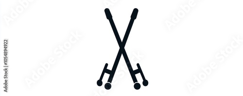 Medical mobility aids represented by a bold crutches glyph icon. photo