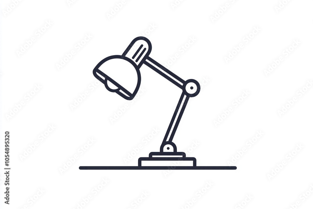Line icon for a desk lamp, aiming for simplicity and elegance in design. Line icon for a desk lamp, aiming for simplicity and elegance in design.