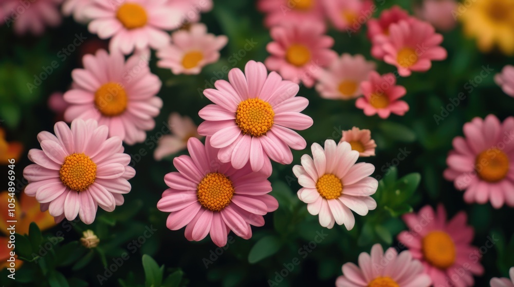 Pink Flowers with Yellow Centers Pink Flowers with Yellow Centers