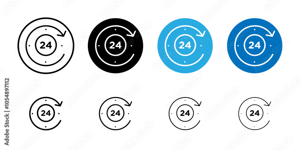 24 Hrs icon Flat simple outline set 24 Hrs icon Flat simple outline set