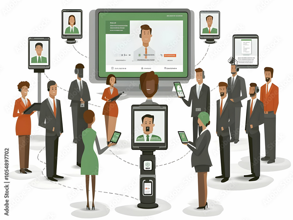 Flat Automation Corporate Conference Concept Candid Shot Team Using Automated Devices for Virtual Meeting Zooms In on Team Members Interacting with Screen and Tools Showcasing Efficiency Simple Flat V Flat Automation Corporate Conference Concept Candid Shot Team Using Automated Devices for Virtual Meeting Zooms In on Team Members Interacting with Screen and Tools Showcasing Efficiency Simple Flat V