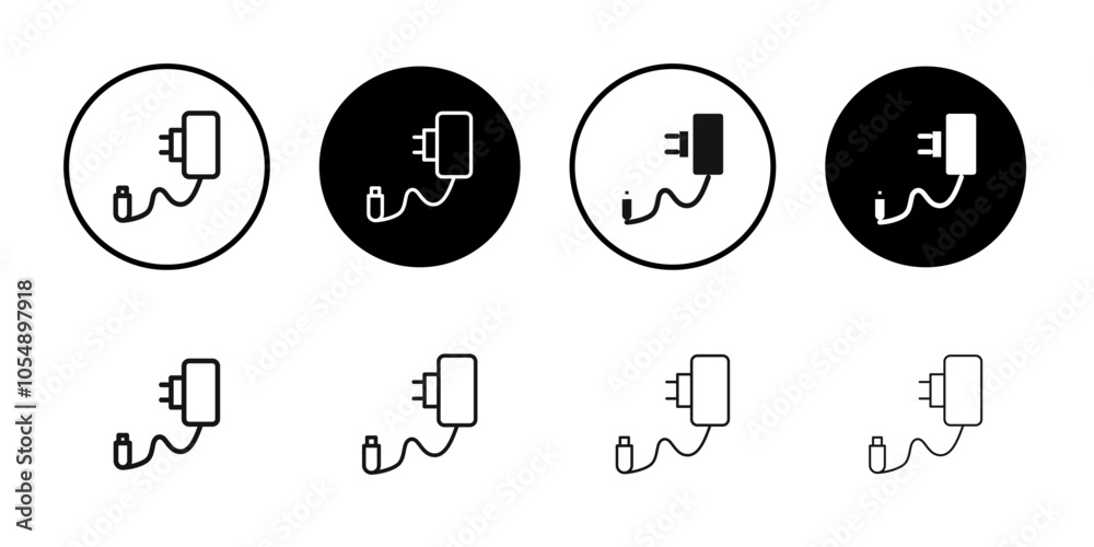 Charger icon Flat simple outline set Charger icon Flat simple outline set