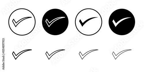 Check mark icon Flat simple outline set