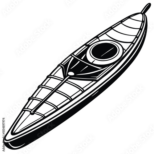 Kayak vector icon silhouette illustration on black and white.