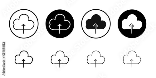 Cloud upload icon Flat simple outline set