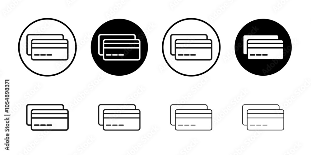Credit card icon Flat simple outline set Credit card icon Flat simple outline set