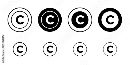 Copyright icon Flat simple outline set