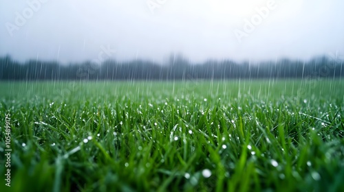 Green Grass Rain Drops