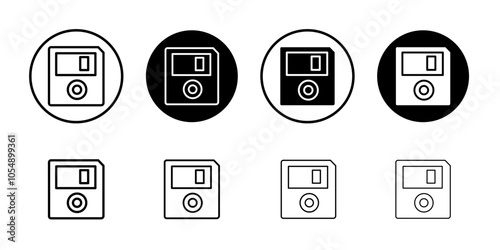 Floppy disk icon Flat simple outline set