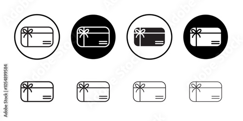 Gift card icon Flat simple outline set