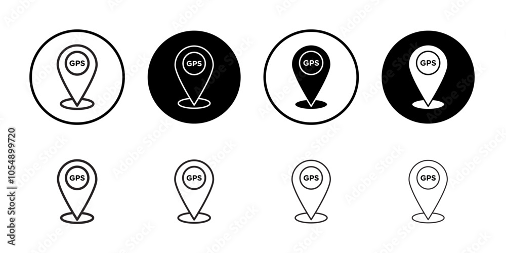 Gps icon Flat simple outline set Gps icon Flat simple outline set