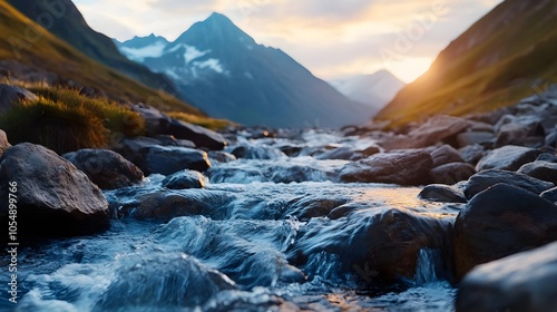 Mountain Stream Sunset