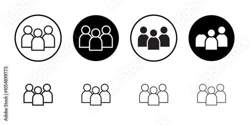 Group icon Flat simple outline set