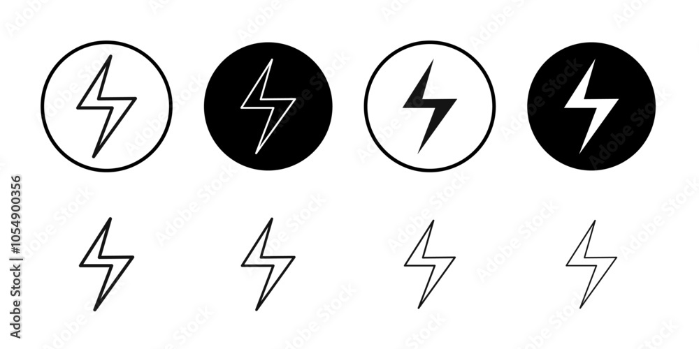 Lightning bolt icon Flat simple outline set Lightning bolt icon Flat simple outline set