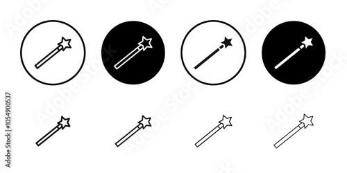 Magic icon Flat simple outline set
