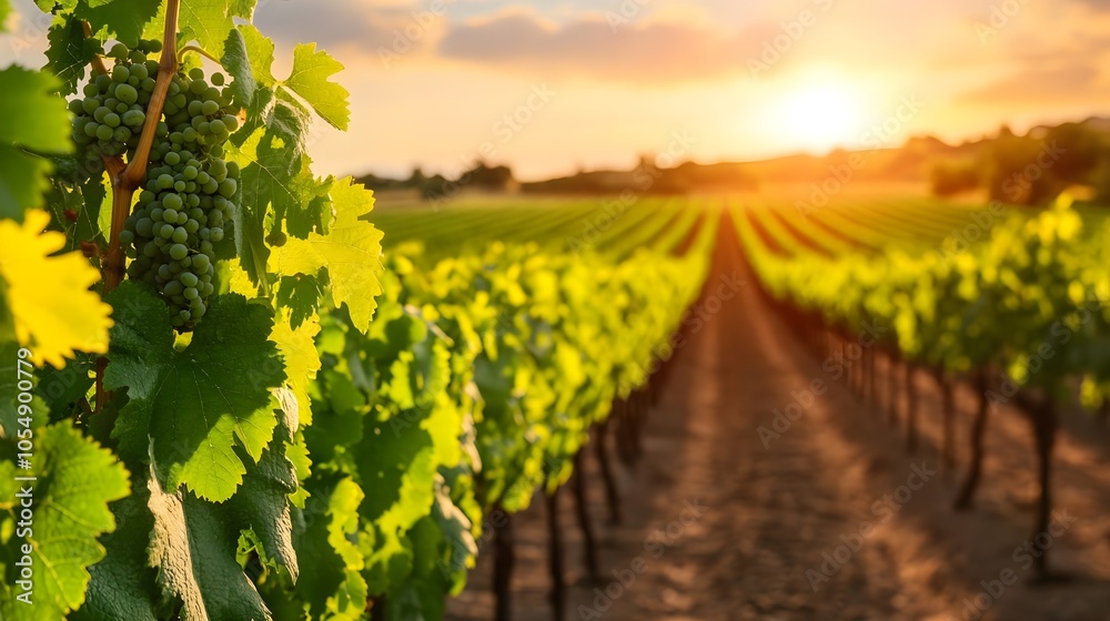 Fototapeta premium Vineyard Sunset Grapes
