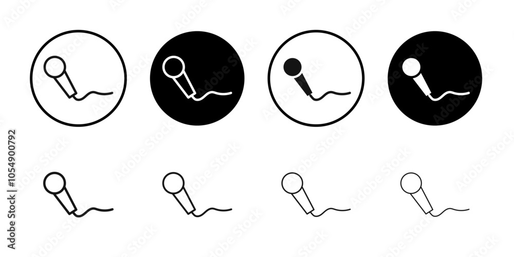 Microphone icon Flat simple outline set Microphone icon Flat simple outline set